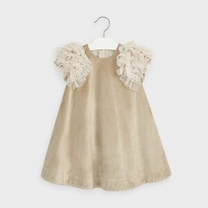 NWT Mayoral Beige Velvet Party Dress, sz 5